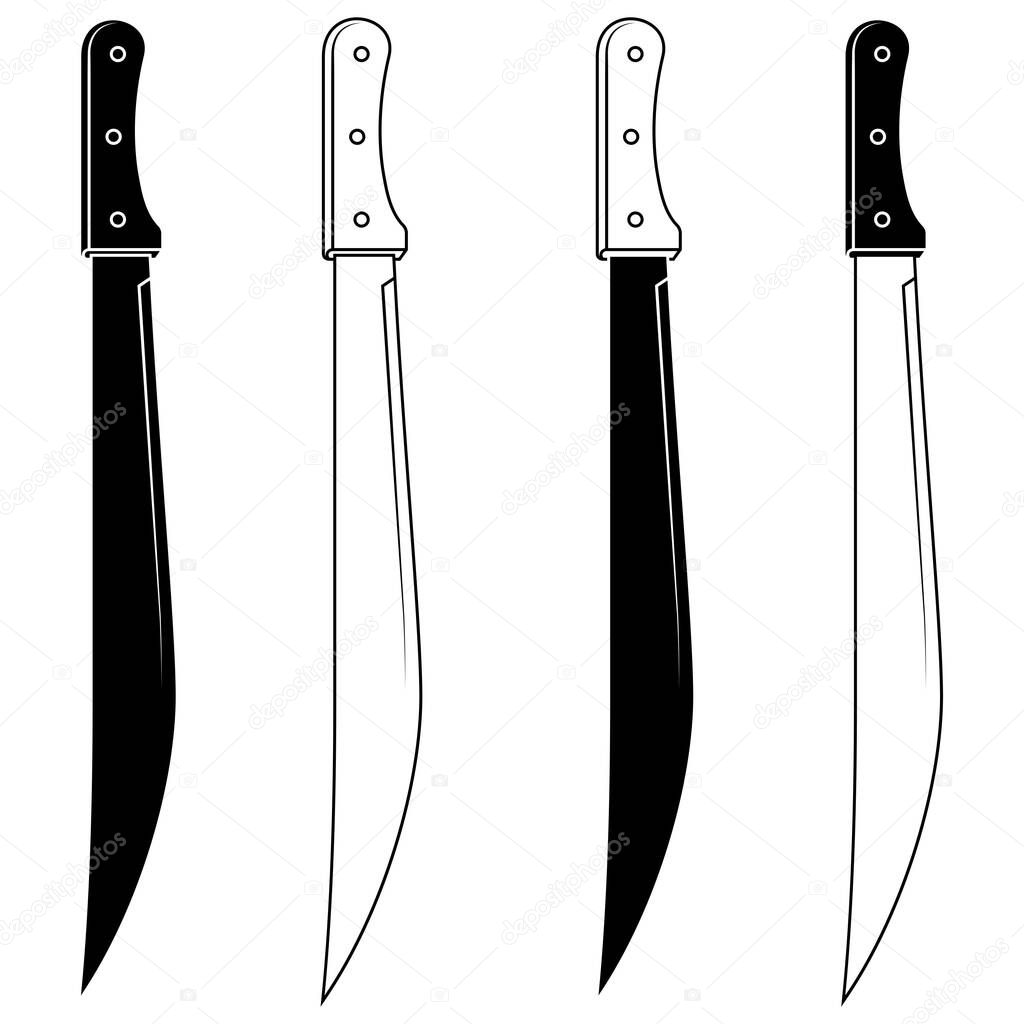 White weapon with metal blade, machete for agricultural work
