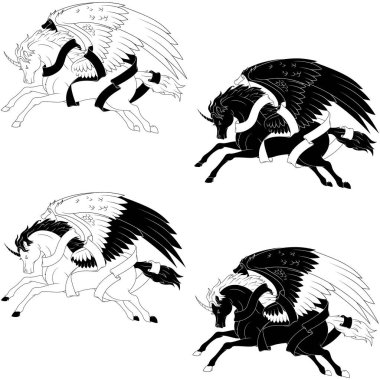 Kurdeleli Pegasus, Yunan mitolojisinden kanatlı at, kanatlı fantezi yaratığı, kanatlı tek boynuzlu at