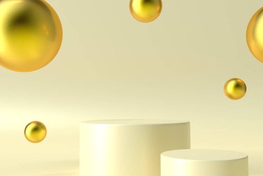 3d altın top ve parlak ışık dekorasyonlu bulanık efekt elementi ile lüks arkaplan.