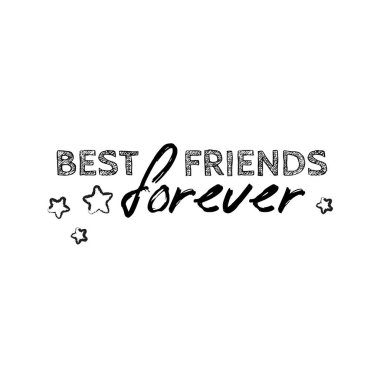 Arkadaşlar hakkında modern el yazısı tarzında el yazması harfler. Baskı ve poster tasarımı sloganı. Vektör illüstrasyonu