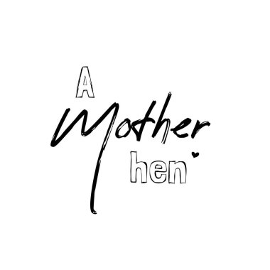 Modaya uygun hat sanatı. Anneler Günü için harika bir hediye kartı. Beyaz arkaplanda vektör illüstrasyonu. Anne tavuk. & Yazdırma