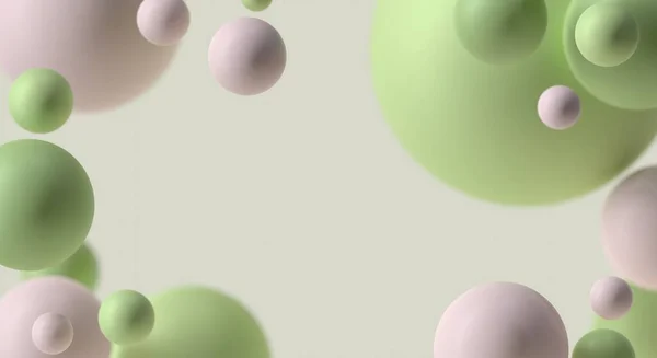 Pozadí Realistickými Kuličkami Průhledné Lesklé Bubliny Abstraktní Minimální Design Růžové — Stock fotografie
