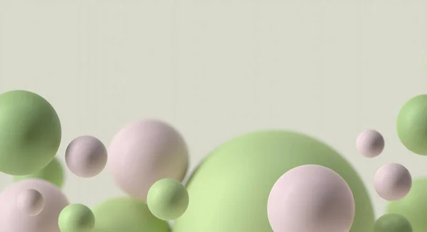 Pozadí Realistickými Kuličkami Průhledné Lesklé Bubliny Abstraktní Minimální Design Růžové — Stock fotografie