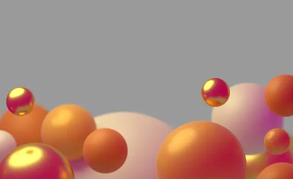 Pozadí Realistickými Kuličkami Průhledné Lesklé Bubliny Abstraktní Minimální Design Pomerančové — Stock fotografie