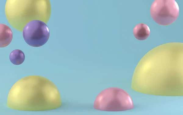 柔和的颜色球 摘要背景 3D渲染说明 3D说明 背景与现实的球 透明的光滑气泡 — 图库照片