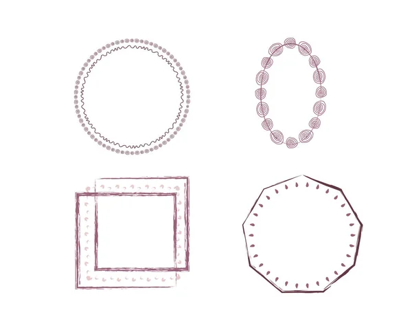 一组简单的线条框架 收集用于装饰文本的垂直空白模板 问候或婚礼的框架 植物界的圆形框架 优雅的最小矢量隔离集 — 图库矢量图片