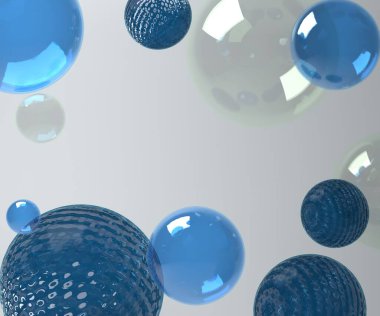 3 boyutlu geometrik çemberin ve kürenin ortasında cam morfizm yuvarlak tabaka, cam toplar