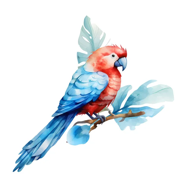 Regenbogenpapagei Auf Einem Zweig Ein Schöner Welliger Papagei Regenbogenfarben Isoliert — Stockvektor