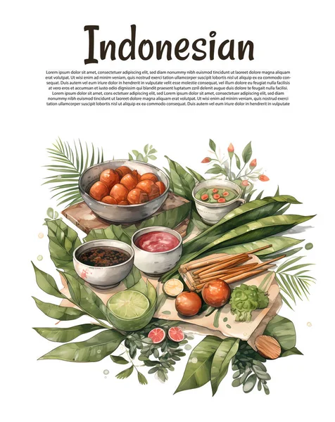 Kuchnia Jawajska Ręcznie Rysowane Wektor Ilustracji Indonezyjska Kolekcja Zestawów Spożywczych — Wektor stockowy