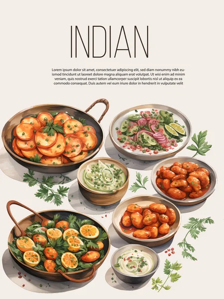 Indische Küche Gewürze Indien Karte Vektor Design Von Curry Ingwer — Stockvektor
