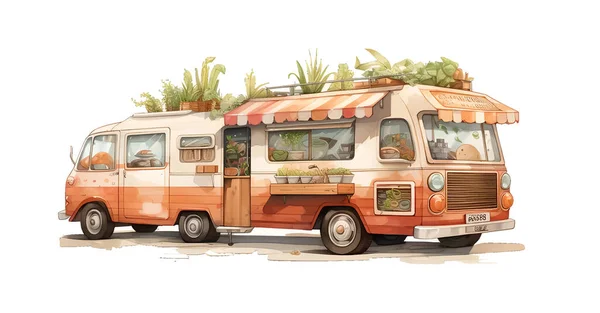 Грузовик Хот Догами Концепция Street Food Truck Дизайном Торгового Характера — стоковый вектор