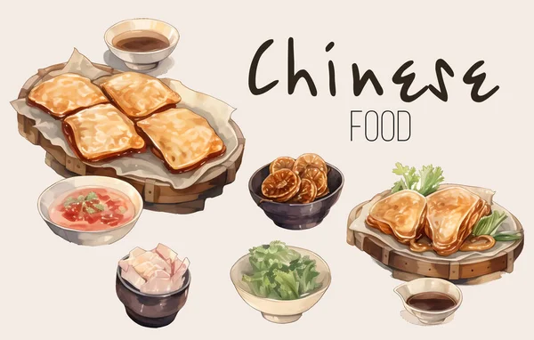 Китайская Кухня Азиатская Еда Тофу Мапо Рис Конфеты Бородой Драконов — стоковый вектор