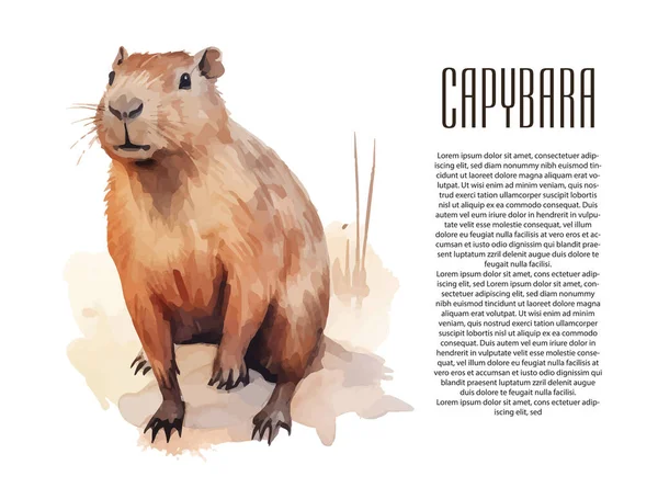Söt Glad Capybara Tillsammans Med Små Vänner Ankungar Och Apelsiner — Stock vektor
