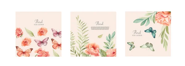 マザーズ グリーティング カード 繊細な繊細なハッピーマザーの日の花の挨拶カードのコレクション バナー ポスター 素敵な春の花と招待状の挨拶カードテンプレート — ストックベクタ
