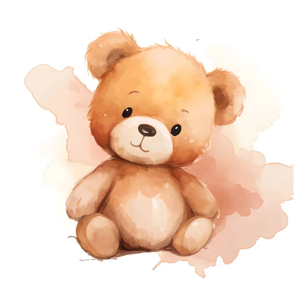 Watercolor Illustration Set Cute Teddy Bear Vector — Stock Vector