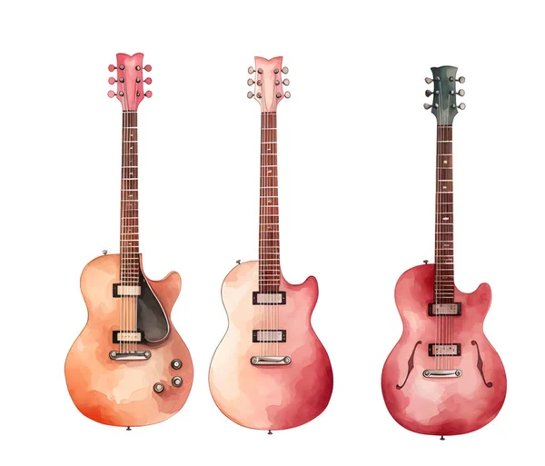 クリエイティブレインボーミュージカルイラスト 白いギターのシルエットおよび虹のペンキのスプラッシュが付いているベクトルの装飾要素 — ストックベクタ