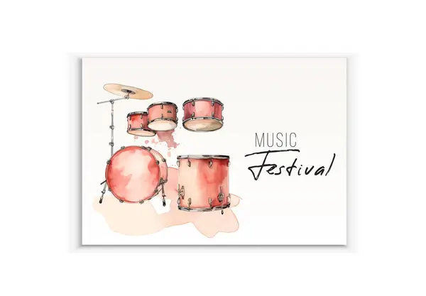 Vector Ornamental Acuarela Ilustración Tambores Mano Colorida Dibujada Festival Música — Vector de stock