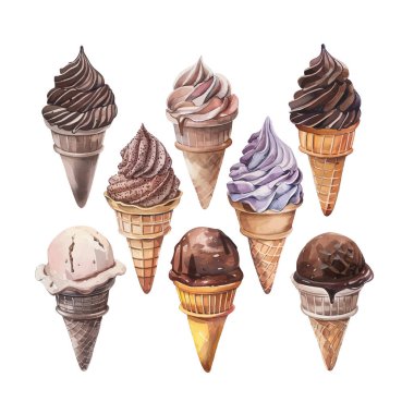 Çikolatalı gözleme külahı, suluboya çizim, beyaza izole edilmiş. Vektör.