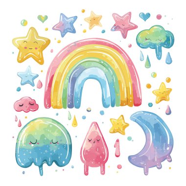 Suluboya boyalarla boyanmış dondurma. Kalıpları, kartları ve posterleri kendiniz yaratabilirsiniz..