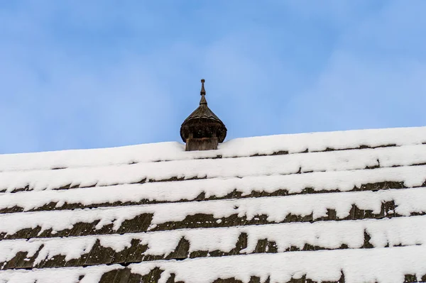 Paisagem Inverno Aldeia Ucraniana Tradicional — Fotografia de Stock