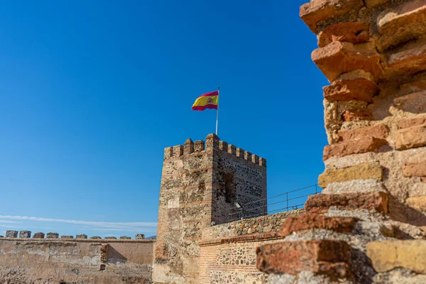 Fuengirolla Spain September 2022 Spanish Flag Sohail Castle Fuengirola Spain — стокове фото