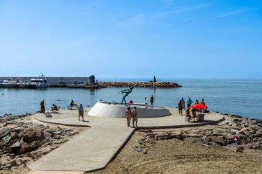 MARBELLA, İspanya - 11 Eylül 2022: Marbella, İspanya 'da Venüs Anıtı Çeşmesi 11 Eylül 2022