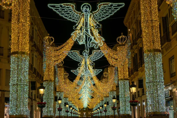 Malaga Spanien Dezember 2022 Christbaumschmuck Auf Dem Platz Der Verfassung — Stockfoto