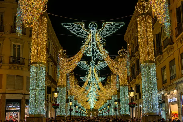 Malaga Espanha Dezembro 2022 Decoração Natal Dentro Árvore Natal Praça — Fotografia de Stock
