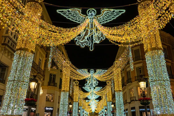 马德里 2022年12月3日 2022年12月3日 西班牙马拉加宪法广场圣诞树内的圣诞装饰 — 图库照片