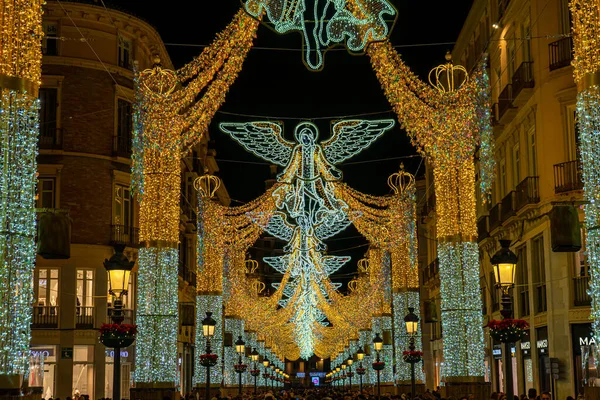 Malaga Spanien Dezember 2022 Christbaumschmuck Auf Dem Platz Der Verfassung — Stockfoto