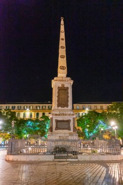 MALAGA, İspanya - 23 Aralık 2022: Malaga, İspanya 'daki Torrijos Anıtı