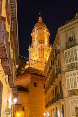 MALAGA, İspanya - 23 Aralık 2022: Mlaga Katedrali 23 Aralık 2022