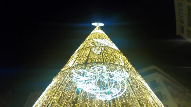 Малага Испания Декабря 2022 Года Рождественская Елка Площади Конституции Малаге — стоковое видео