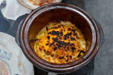 Potatoes with meat in clay pot