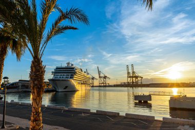 MALAGA, SPAIN - JANUARY 14, 2023: Cruise ship 'Viking Venus' in port in Malaga, Spain on January 14, 2023