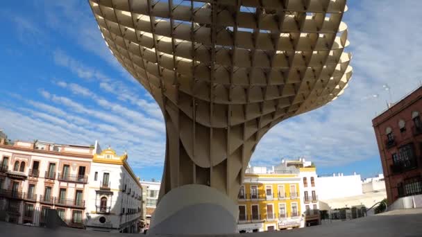 Sevilla Spain December 2022 Metropol Parasol Setas Sevilla Structure Shape — Stockvideo
