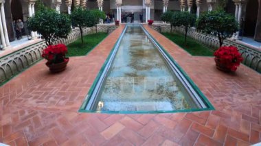 SEVILLA, SPAIN - DECEMBER 31, 2022: The Royal Alczars of Seville historically known as al-Qasr al-Muriq in Sevilla, Spain on December 31, 2022
