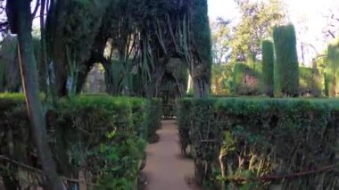 SEVILLA, SPAIN - DECEMBER 31, 2022: The gardens of the Royal Alczars of Seville historically known as al-Qasr al-Muriq in Sevilla, Spain on December 31, 2022