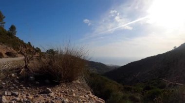 Landscape of Mediterranean sea and surrounding towns from the top of mount Calamorro, near Malaga in the Costa del Sol in Spain