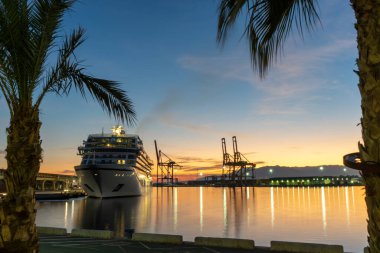 MALAGA, SPAIN - JANUARY 14, 2023: Cruise ship 'Viking Venus' in port in Malaga, Spain on January 14, 2023