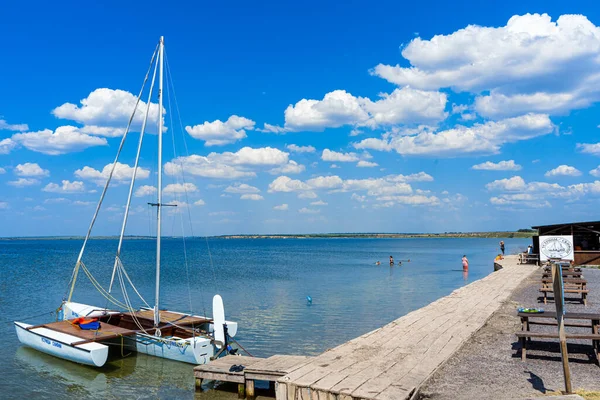 Tiligul Estuary Ukraine July 2021 Catamaran Scifian Oysters Farm Tiligul — 스톡 사진