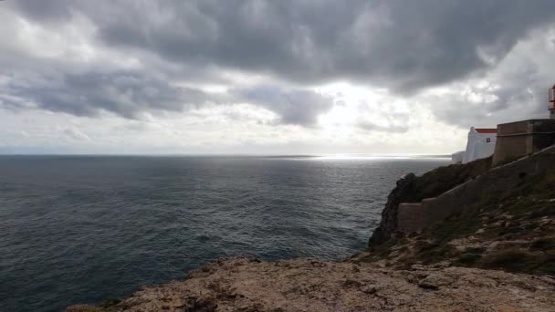 Sagres Portugalia Luty 2023 Latarnia Morska Cabo Vicente Sagres Portugalia — Wideo stockowe