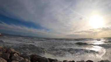 Sea storm in Torremolinos, Malaga, Spain