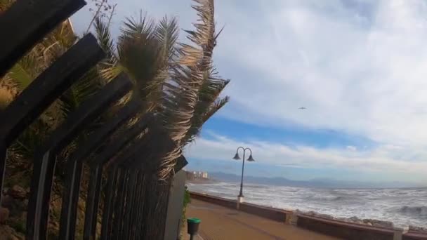 Tempestade Marítima Torremolinos Málaga Espanha — Vídeo de Stock