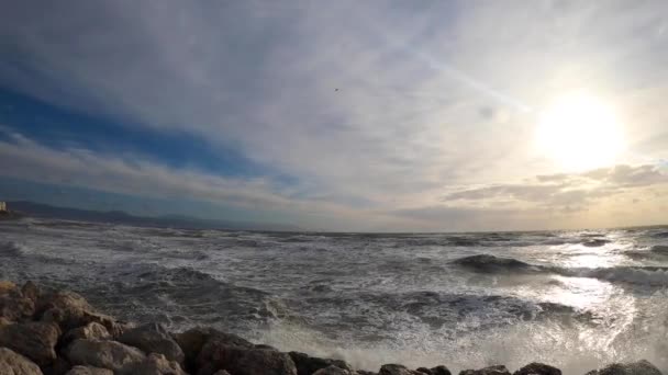 Морской Шторм Торремолинос Малага Испания — стоковое видео
