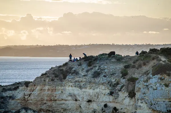Sonnenuntergang Der Algarve Küste Außerhalb Von Lagos Portugal Portugiesische Strände — Stockfoto