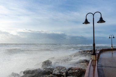 Sea storm in Torremolinos, Malaga, Spain