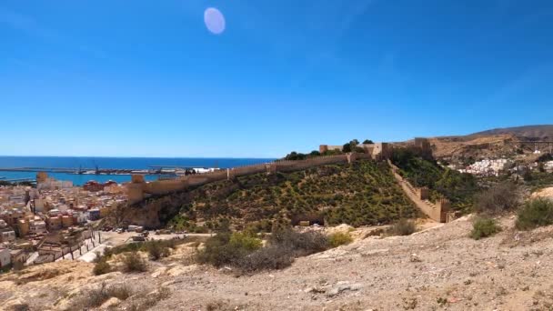 Almerien Spanien März 2023 Stadtbild Und Festung Alcazaba Almeria Spanien — Stockvideo