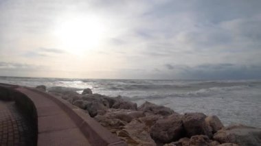 Sea storm in Torremolinos, Malaga, Spain