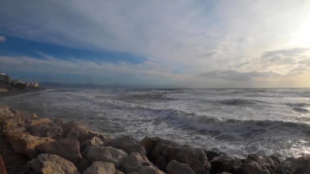 Tempestade Marítima Torremolinos Málaga Espanha — Vídeo de Stock